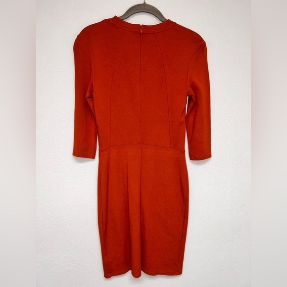 Top Shop Rust Orange 3/4 Sleeve Tulip Hem Dress NWOT size 4​​ - Picture 3 of 8